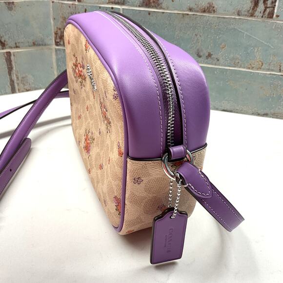 Coach Signature Sand Lavender Floral print Jamie Crossbody Mini/Camera Bag NWT - Picture 6 of 13